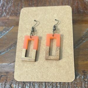Orange and Brown Geometric Earrings